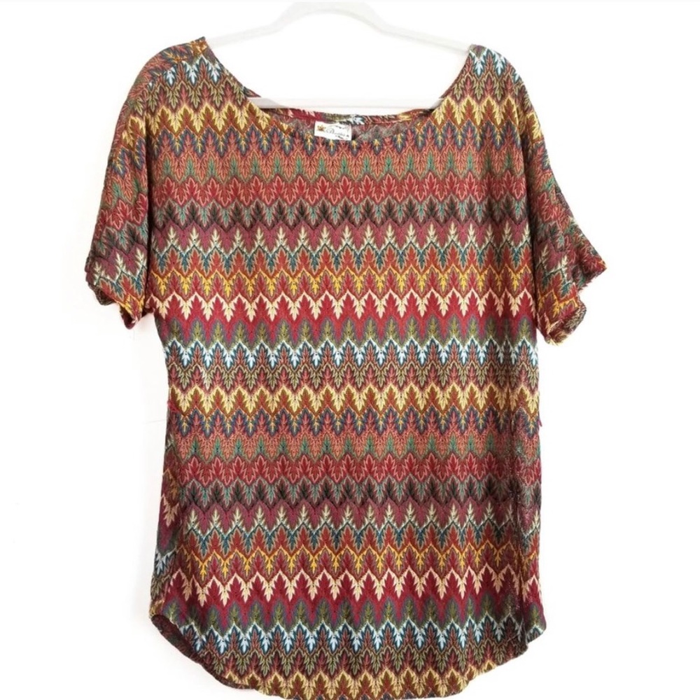 Tribal Multi Color Short Sleeve Top